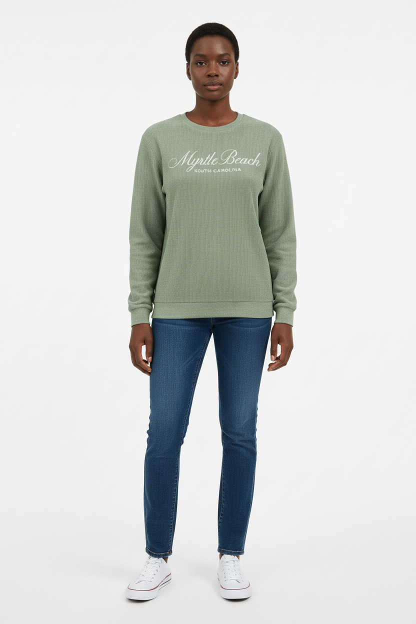 Olive Corduroy Sweatshirt - Front View