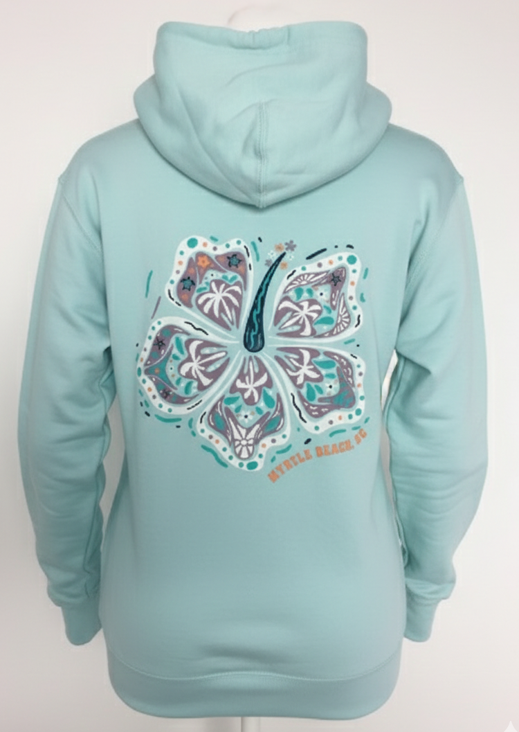 Pastel Green Hoodie Sweatshirt Puff Decal FB ,Myrtle Beach