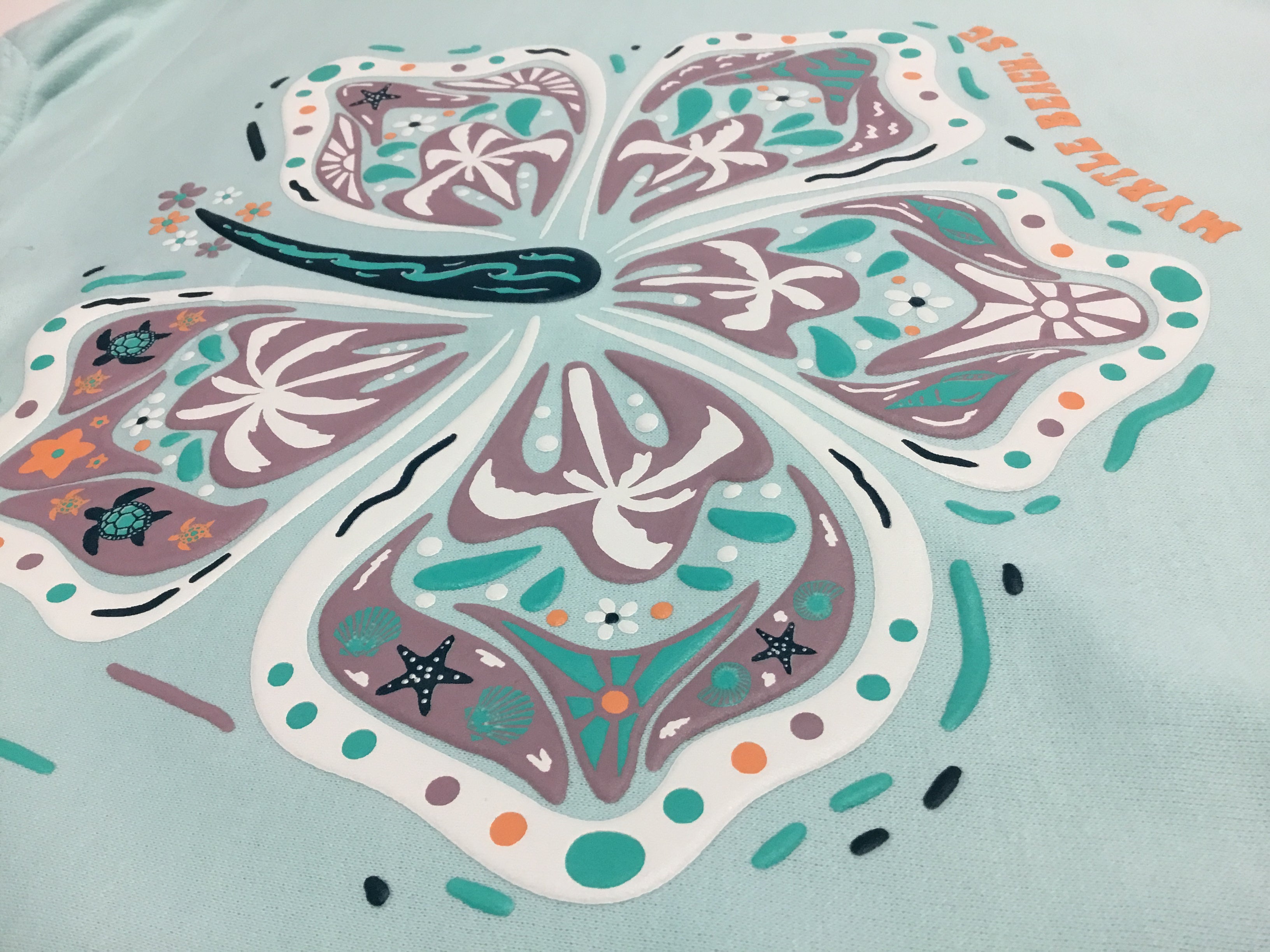Pastel Green Hoodie Sweatshirt Puff Decal FB ,Myrtle Beach