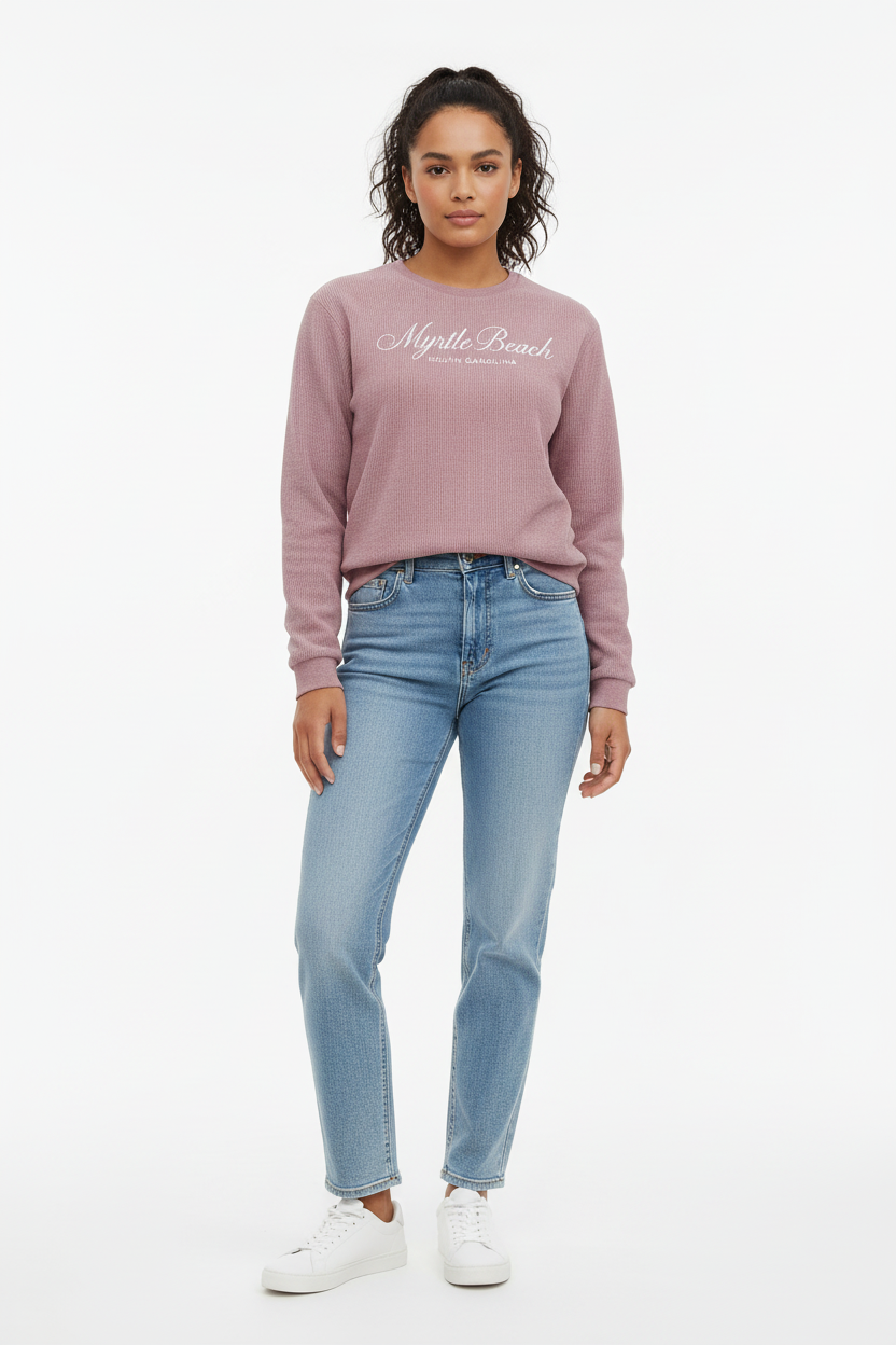 Rose Pink Corduroy Sweatshirt - Front View