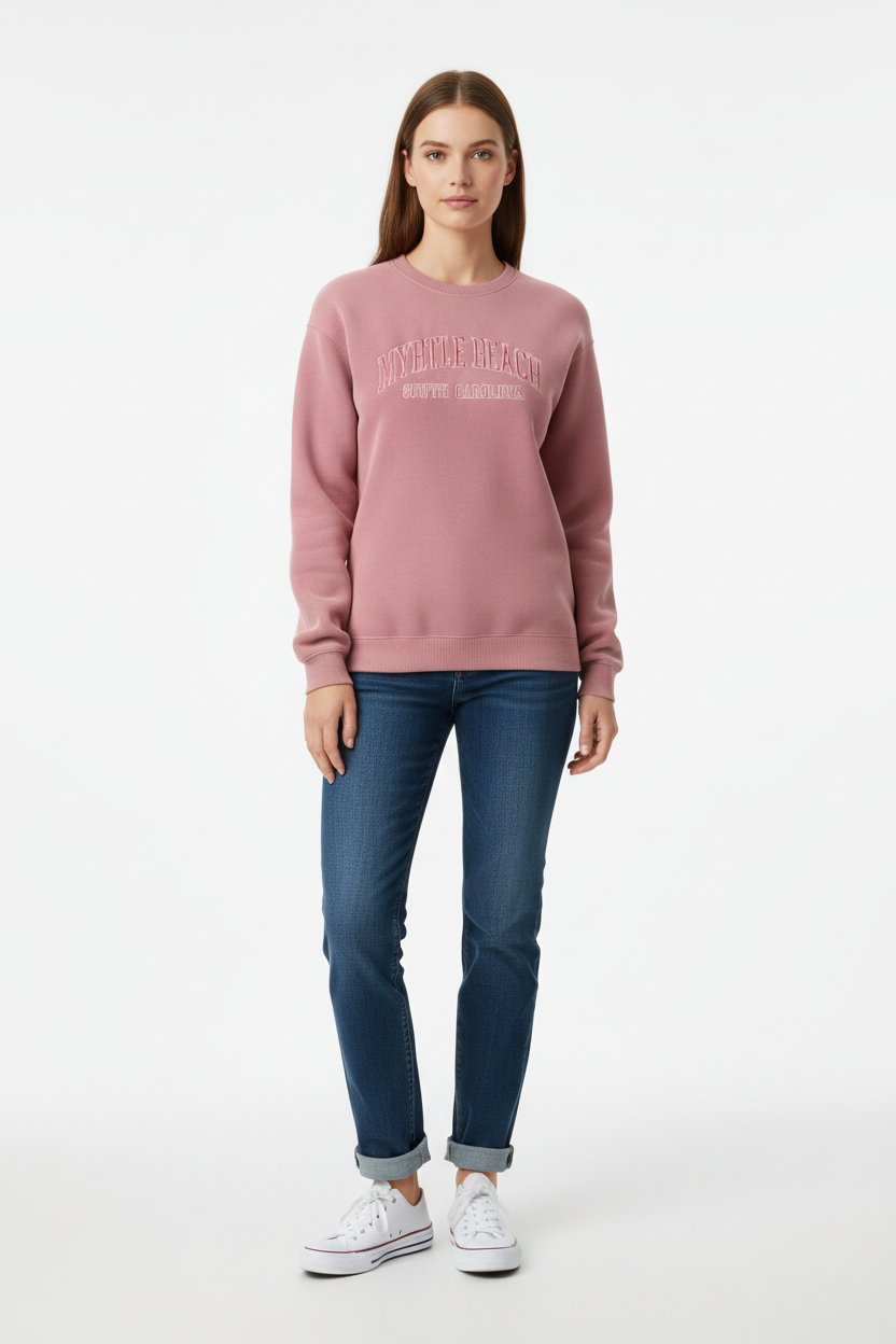 Rose pink sweatshirt full-length model shot