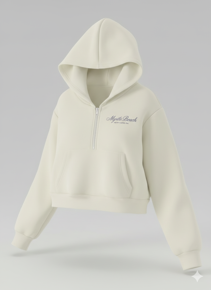 Sand Scuba Hoodie Crop Top Quarter Zip SP FB ,Myrtle Beach