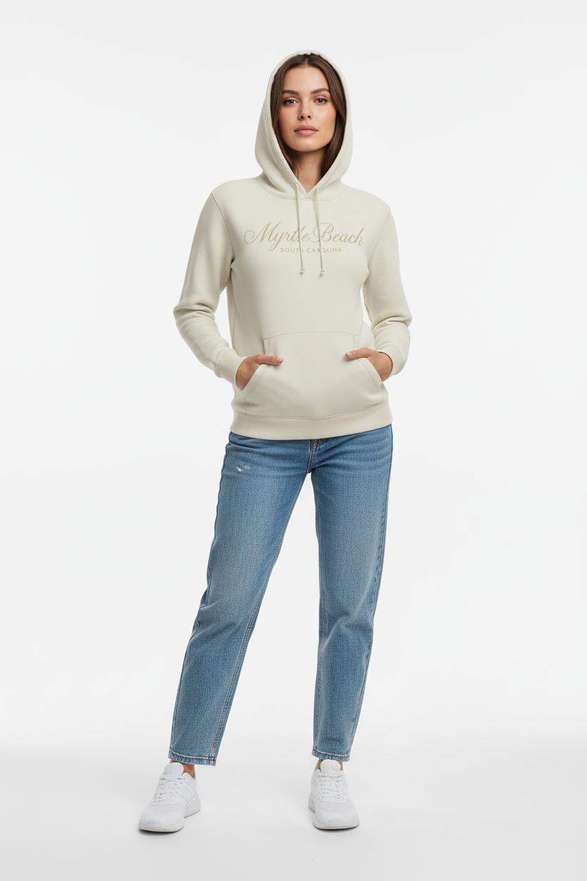 Sand hoodie full-length female model