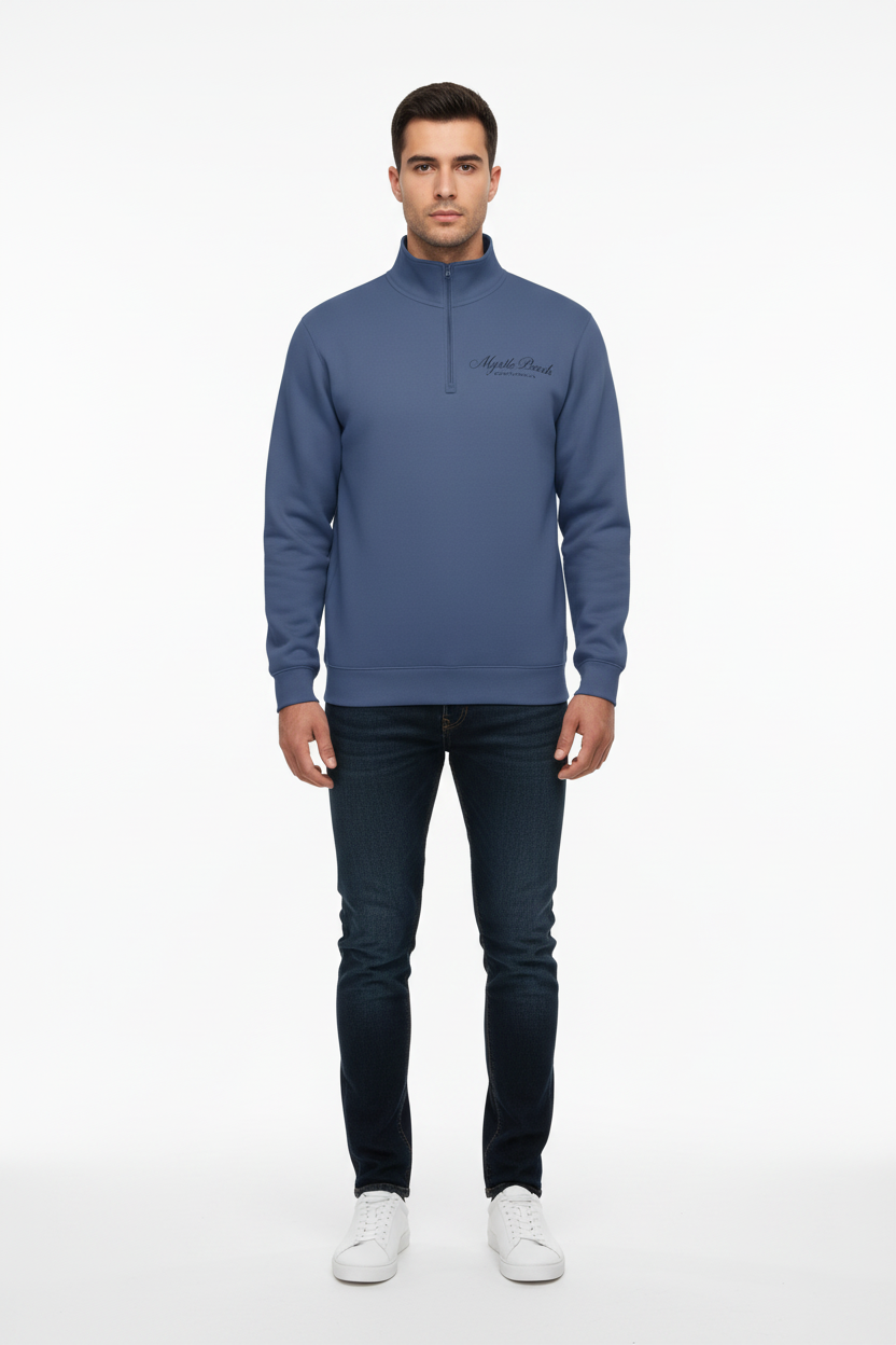 Slate Blue Quarter-Zip Pullover - Front View